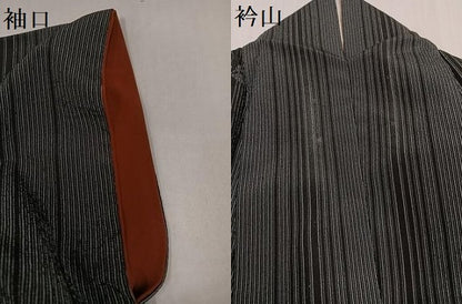 平和屋着物●お召　草木間道　正絹　逸品　AABH3066ph