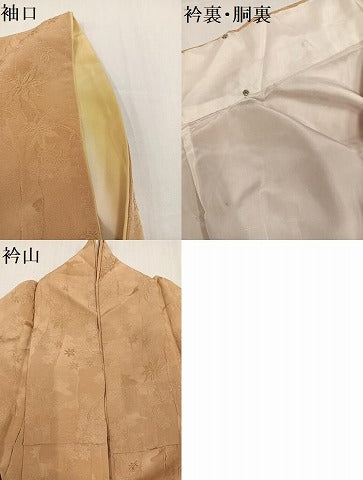 平和屋着物●上質な色無地　楓地紋　小麦色　正絹　逸品　AABH3071ph