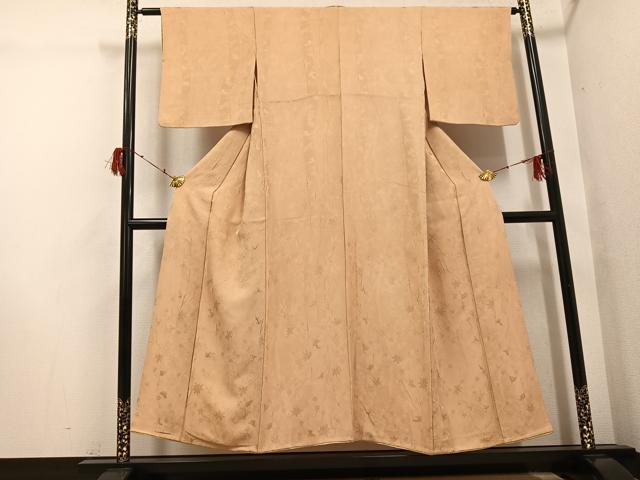 平和屋着物●上質な色無地　楓地紋　小麦色　正絹　逸品　AABH3071ph