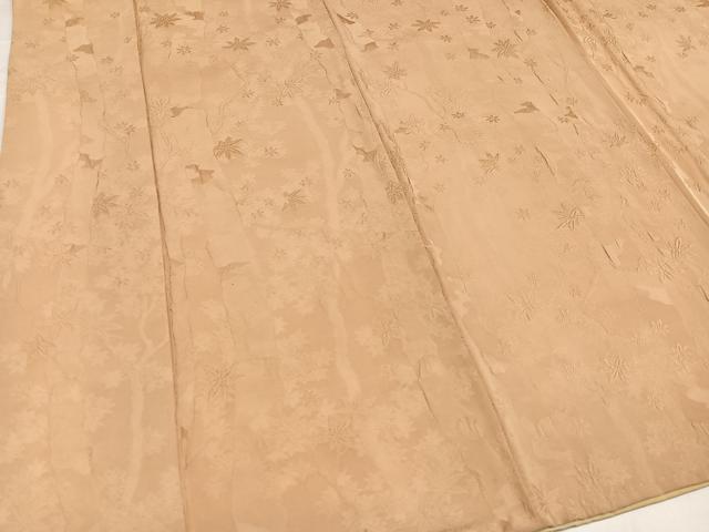 平和屋着物●上質な色無地　楓地紋　小麦色　正絹　逸品　AABH3071ph