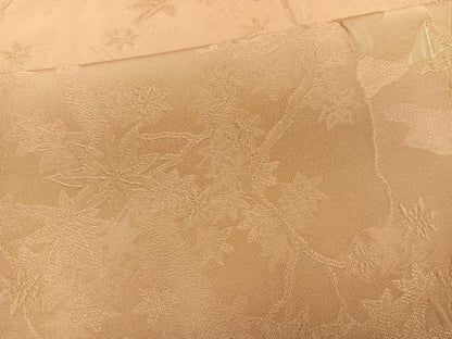平和屋着物●上質な色無地　楓地紋　小麦色　正絹　逸品　AABH3071ph
