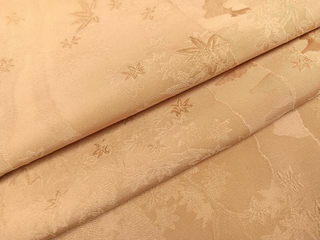 平和屋着物●上質な色無地　楓地紋　小麦色　正絹　逸品　AABH3071ph