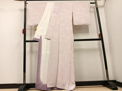 平和屋着物●上質な色無地　楓地紋　枯野色　正絹　逸品　AABH3072ph
