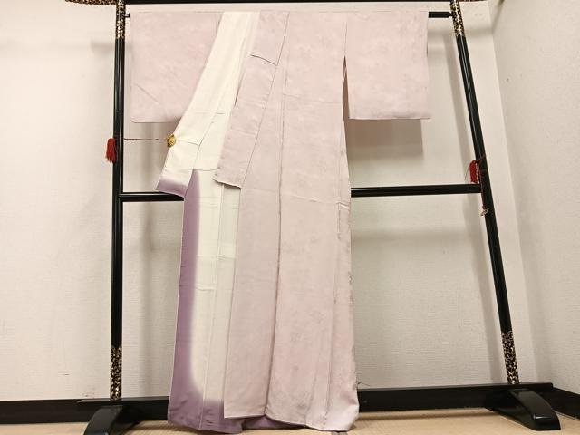 平和屋着物●上質な色無地　楓地紋　枯野色　正絹　逸品　AABH3072ph