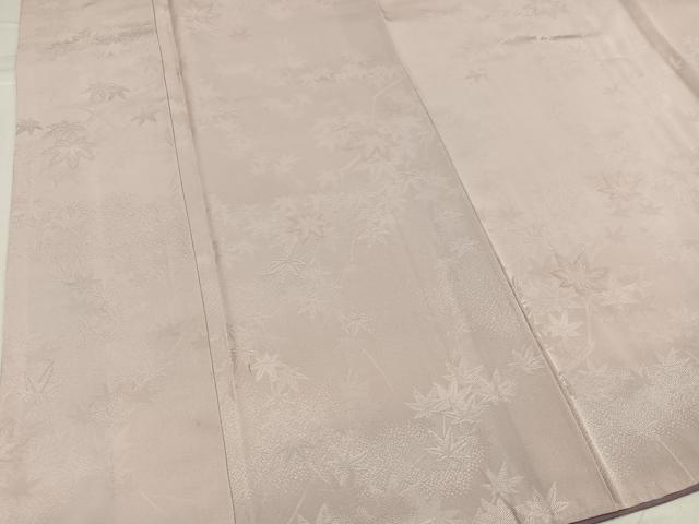 平和屋着物●上質な色無地　楓地紋　枯野色　正絹　逸品　AABH3072ph