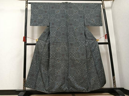 平和屋着物●本場大島紬　割込み絣　花尽くし　正絹　逸品　AABH3073ph