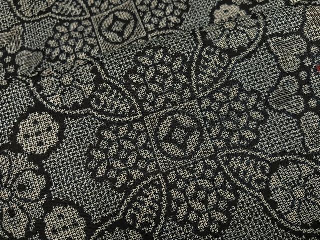 平和屋着物●本場大島紬　割込み絣　花尽くし　正絹　逸品　AABH3073ph