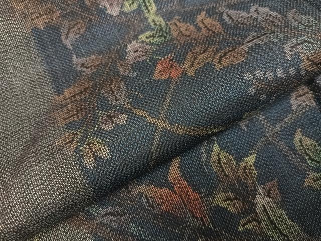 平和屋着物●本場大島紬　カタス9マルキ　草花文　正絹　逸品　AABH3077ph 平和屋着物○本場大島紬 カタス9マルキ 草花文 正絹 逸品 AABH3077ph