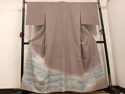平和屋着物●近代日本画の巨匠　横山大観　じゅらく謹製　色留袖　富士山　暈し染め　金銀彩　正絹　逸品　AABH3081ph