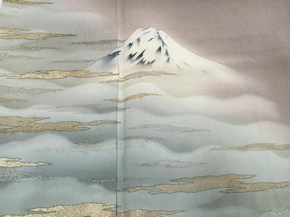 平和屋着物●近代日本画の巨匠　横山大観　じゅらく謹製　色留袖　富士山　暈し染め　金銀彩　正絹　逸品　AABH3081ph