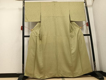 平和屋着物●上質な色無地　作家物　茶の湯染　利休彩夢　草花地紋　木蘭色　正絹　逸品　AABH3082ph