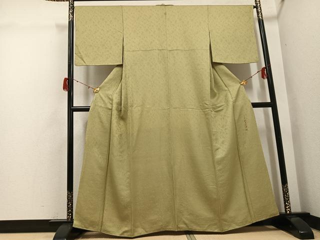 平和屋着物●上質な色無地　作家物　茶の湯染　利休彩夢　草花地紋　木蘭色　正絹　逸品　AABH3082ph
