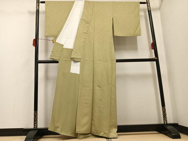 平和屋着物●上質な色無地　作家物　茶の湯染　利休彩夢　草花地紋　木蘭色　正絹　逸品　AABH3082ph