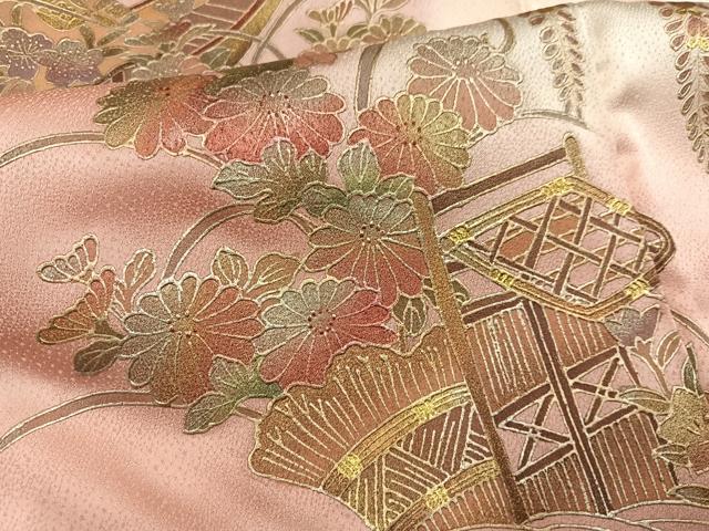 平和屋着物●訪問着　作家物　草花舟文　暈し染め　金銀彩　正絹　逸品　AABH3083ph