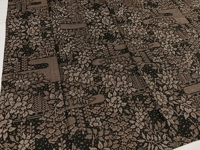 平和屋着物●本場大島紬　一元7マルキ　草花文　正絹　逸品　AABH3085ph