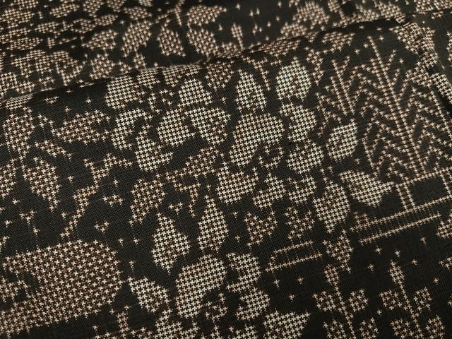 平和屋着物●本場大島紬　一元7マルキ　草花文　正絹　逸品　AABH3085ph