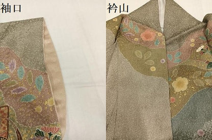 平和屋着物●訪問着　御所車花文　金彩　正絹　逸品　AABH3088ph