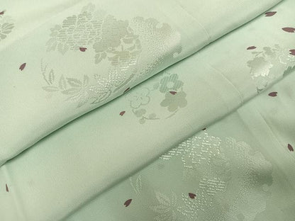 平和屋着物●長襦袢　無双仕立て　雪輪花地紋　桜花弁　正絹　逸品　AABH3089ph
