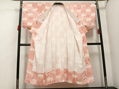 平和屋着物●長襦袢　袷　扇面花文　暈し染め　正絹　逸品　AABH3090ph