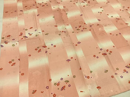 平和屋着物●長襦袢　袷　扇面花文　暈し染め　正絹　逸品　AABH3090ph