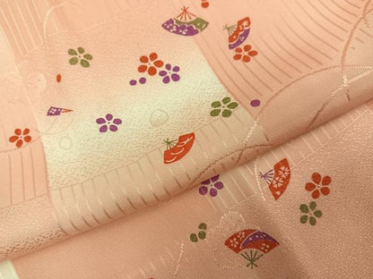 平和屋着物●長襦袢　袷　扇面花文　暈し染め　正絹　逸品　AABH3090ph