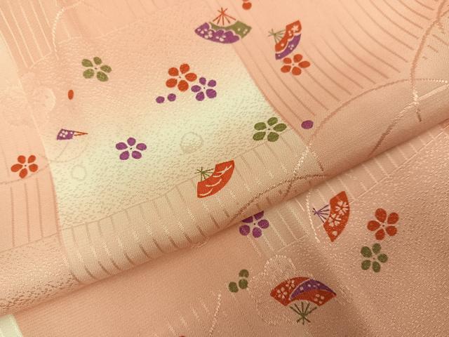 平和屋着物●長襦袢　袷　扇面花文　暈し染め　正絹　逸品　AABH3090ph