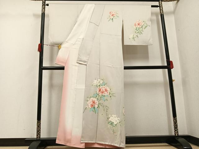 平和屋着物●訪問着　友禅　刺繍　紫陽花　正絹　逸品　AABH3093ph