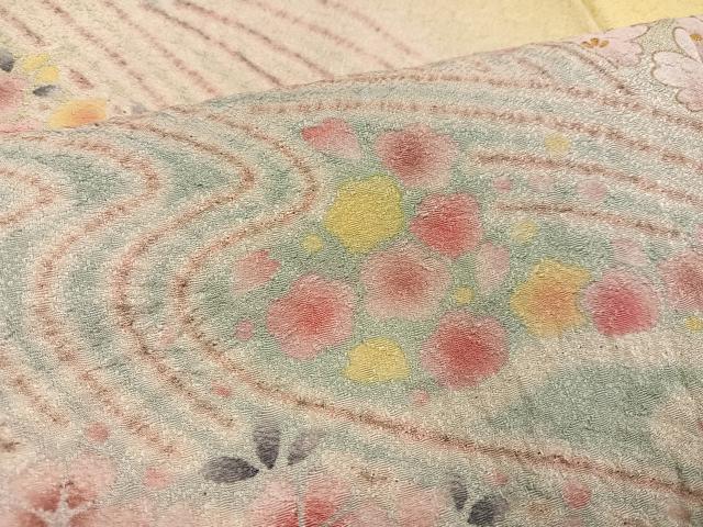 平和屋着物●訪問着　絞り　流水花文　暈し染め　銀糸　正絹　逸品　AABH3094ph