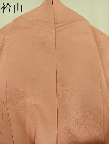平和屋着物●上質な色無地　吉祥草花地紋　一斤染色　正絹　逸品　AABH3095ph