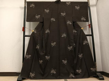 平和屋着物●本場大島紬　地空き　カタス9マルキ　花冊子文　正絹　逸品　未使用　AABH3102ph