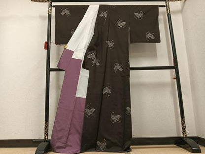 平和屋着物●本場大島紬　地空き　カタス9マルキ　花冊子文　正絹　逸品　未使用　AABH3102ph