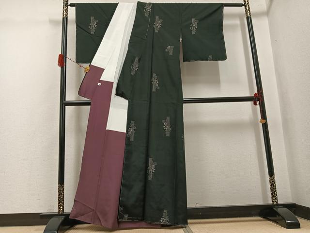 平和屋着物●本場大島紬　地空き　カタス7マルキ　総絣　草花文　正絹　逸品　未使用　AABH3103ph