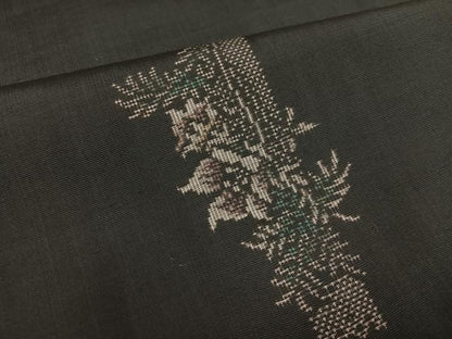 平和屋着物●本場大島紬　地空き　カタス7マルキ　総絣　草花文　正絹　逸品　未使用　AABH3103ph