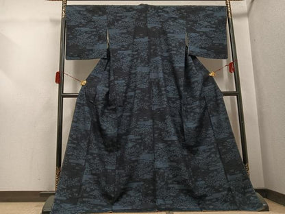 平和屋着物●結城紬　100亀甲　草花文　ロング丈　正絹　逸品　未使用　AABH3104ph