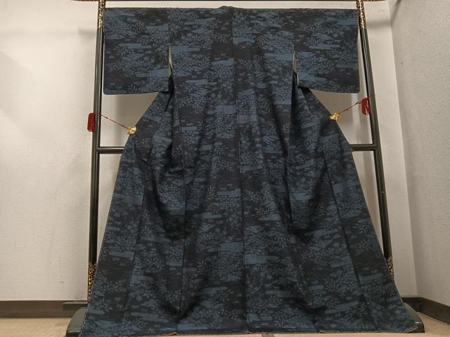 平和屋着物●結城紬　100亀甲　草花文　ロング丈　正絹　逸品　未使用　AABH3104ph