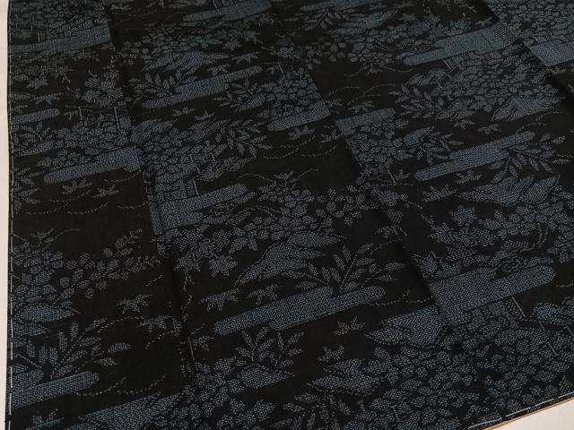 平和屋着物●結城紬　100亀甲　草花文　ロング丈　正絹　逸品　未使用　AABH3104ph