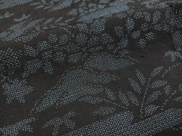 平和屋着物●結城紬　100亀甲　草花文　ロング丈　正絹　逸品　未使用　AABH3104ph