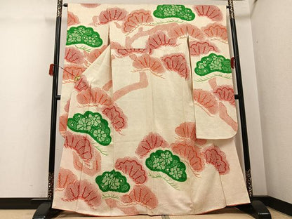 平和屋着物●豪華振袖　総絞り　松文　正絹　逸品　AABH3107ph