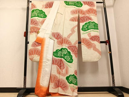 平和屋着物●豪華振袖　総絞り　松文　正絹　逸品　AABH3107ph