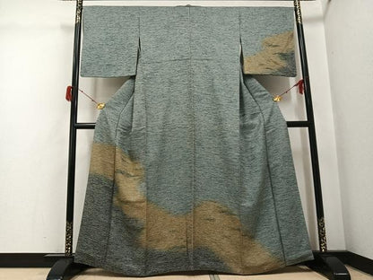平和屋着物●お召　訪問着　霞文　正絹　逸品　AABH3110ph