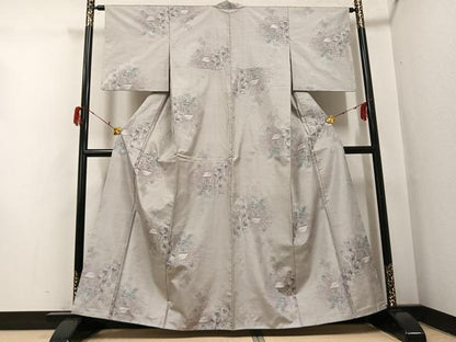 平和屋着物●本場大島紬　白大島　一元7マルキ　総絣　風景草木文　正絹　逸品　AABH3111ph