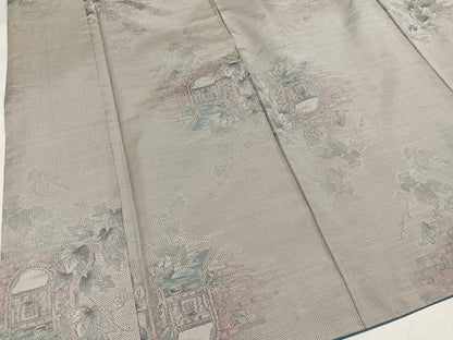 平和屋着物●本場大島紬　白大島　一元7マルキ　総絣　風景草木文　正絹　逸品　AABH3111ph