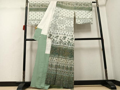 平和屋着物●訪問着　中国三大刺繍　スワトウ刺繍　汕頭刺繍　鳳凰更紗文　暈し染め　金糸　正絹　逸品　AABH3112ph
