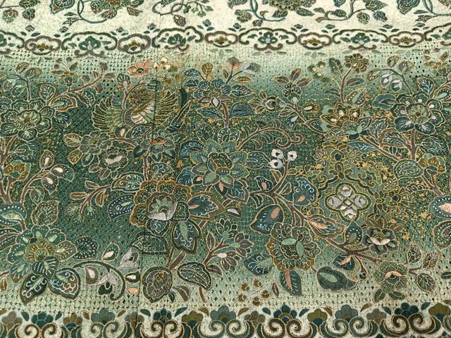 平和屋着物●訪問着　中国三大刺繍　スワトウ刺繍　汕頭刺繍　鳳凰更紗文　暈し染め　金糸　正絹　逸品　AABH3112ph