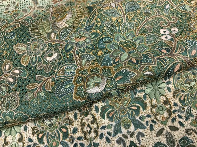 平和屋着物●訪問着　中国三大刺繍　スワトウ刺繍　汕頭刺繍　鳳凰更紗文　暈し染め　金糸　正絹　逸品　AABH3112ph