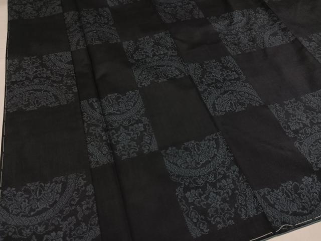 平和屋着物●三代目 仁左ェ門　本場大島紬　カタス7マルキ　市松花文　原絹織物謹製　証紙付き　正絹　逸品　未使用　AABH3114ph