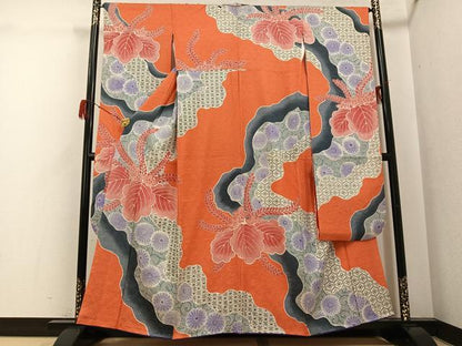 平和屋着物●名門　藤娘きぬたや・総絞り　振袖　吉祥花唐草文　正絹　逸品　AABH3118ph