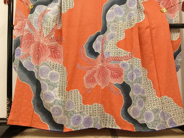 平和屋着物●名門　藤娘きぬたや・総絞り　振袖　吉祥花唐草文　正絹　逸品　AABH3118ph