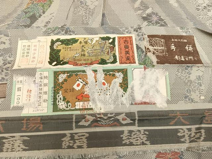 平和屋着物●都喜ヱ門　本場大島紬　白大島　一元7マルキ　総絣　風景草花文　藤絹織物謹製　証紙付き　正絹　逸品　未使用　AABH3119ph