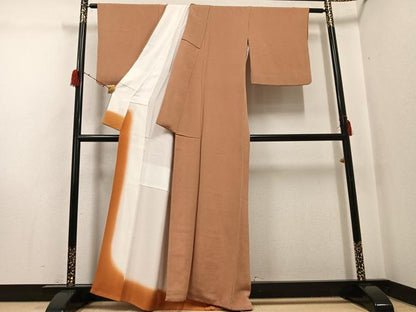 平和屋着物●江戸小紋　丸文　鬼しぼ縮緬　正絹　逸品　AABH3120ph